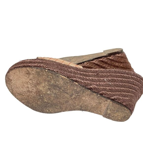 E Made In Italy Leather Jute Platform Wedge Sandals Rose Gold Size 39 8 - Picture 7 of 7